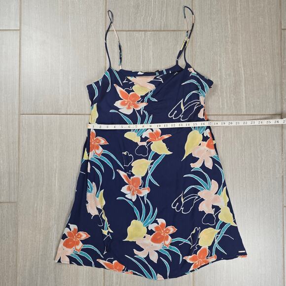 Volcom Women's Cocoanut Hut Dress Blue Floral Dress Large - Picture 4 of 9